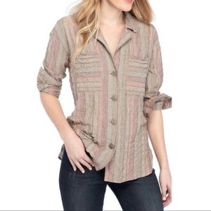 Free People Top High Tide Button Up Shirt Striped
